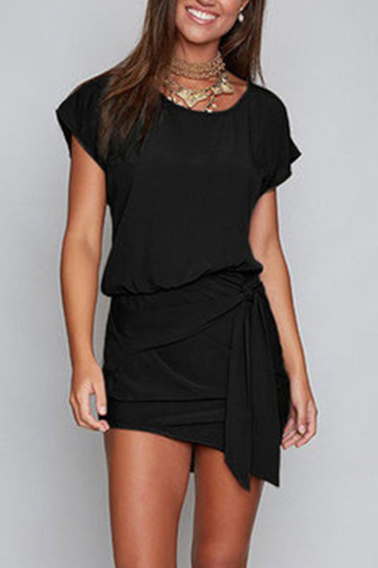 JO | Florcoo Short-sleeved belted mini dress