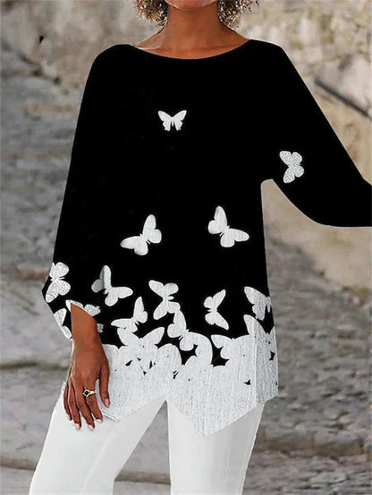 JO | Stylish geometric printed long-sleeved blouse