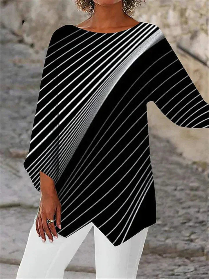 JO | Stylish geometric printed long-sleeved blouse