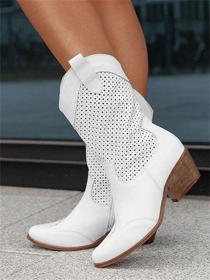 JO | mid high heel burnt suede low cut women's boots Trendy