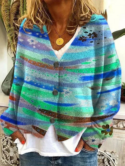 JO | Printed cardigan with button placket